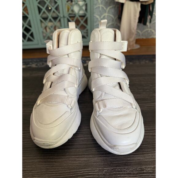 Chloé White Lambskin Leather Sonnie Western High Top Sneakers Sz. 36 - Picture 9 of 11